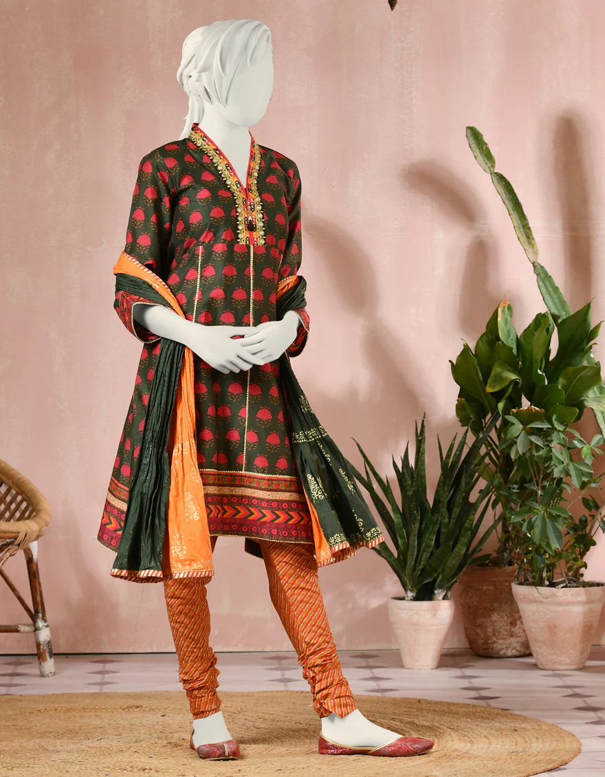 GREEN DIGITAL 3PC STITCHED | JGK-S-JJTS-US-22-021 FB/MASHRU - Image 3