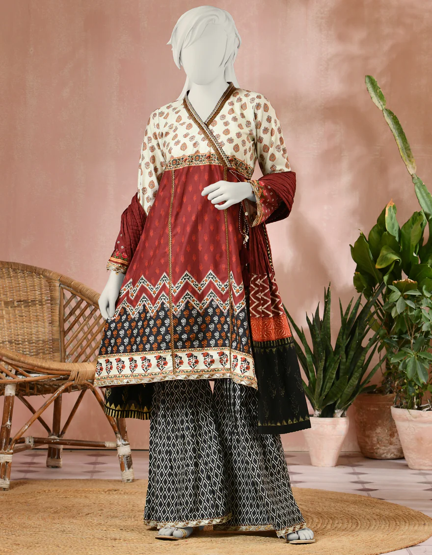 MAROON 3PC STITCHED | JGK-S-JJTS-US-22-024 FB/SUNEHRI