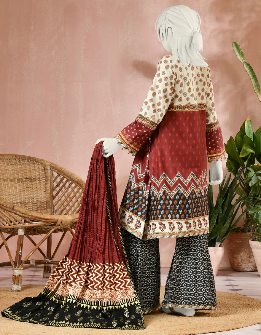 MAROON 3PC STITCHED | JGK-S-JJTS-US-22-024 FB/SUNEHRI - Image 2