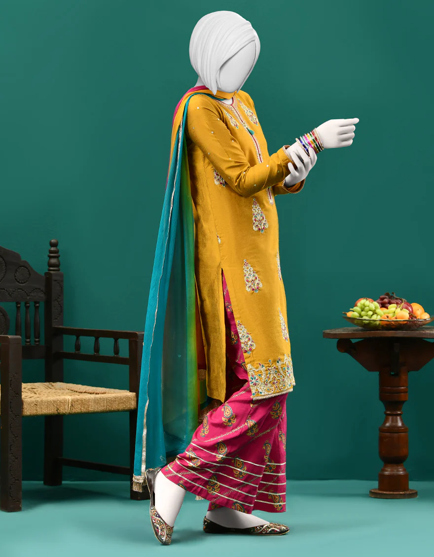 YELLOW RAW SILK 3PC STITCHED | JGK-S-JJTS-US-22-041 FB/FF-035 - Image 4