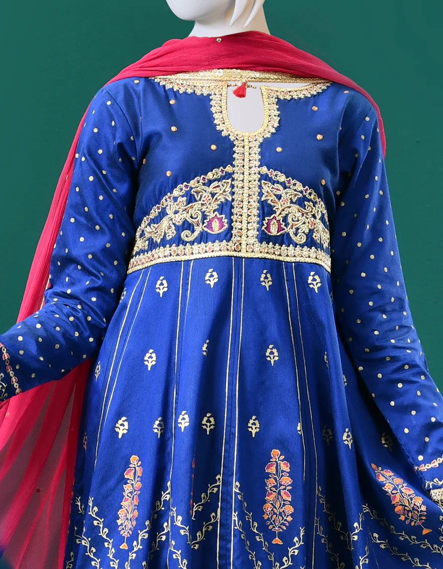 BLUE RAW SILK 3PC STITCHED | JGK-S-JJTS-US-22-042 FB/FF-035 - Image 3