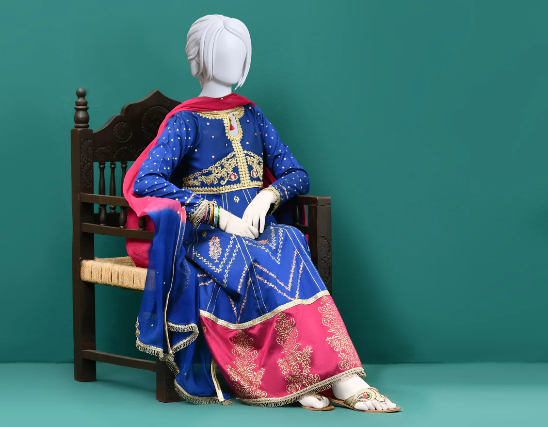 BLUE RAW SILK 3PC STITCHED | JGK-S-JJTS-US-22-042 FB/FF-035 - Image 4