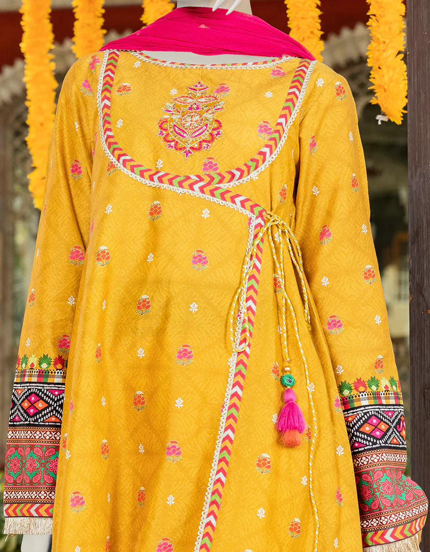 MUSTARD CAMBRIC 3PC STITCHED | JGK-S-JJTS-US-23-049 FB/BERRY - Image 3