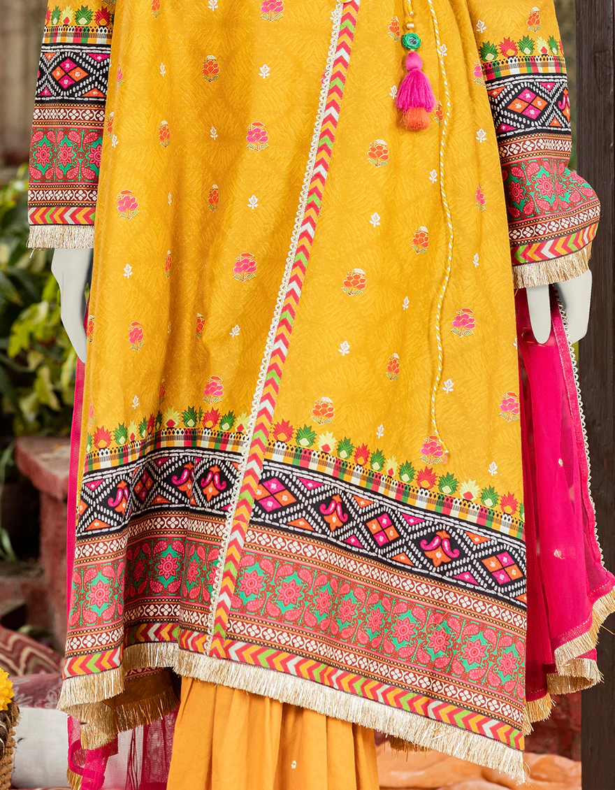 MUSTARD CAMBRIC 3PC STITCHED | JGK-S-JJTS-US-23-049 FB/BERRY - Image 4