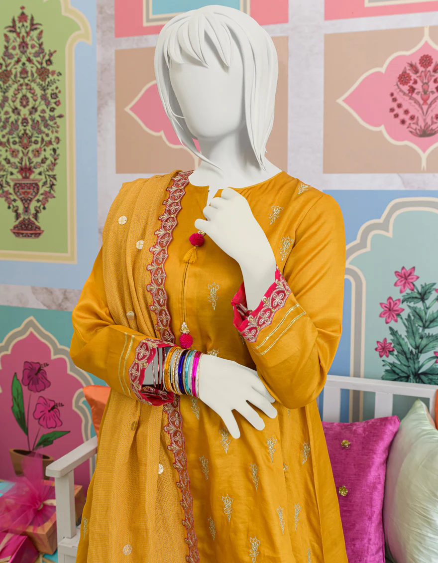 YELLOW SILK 3PC STITCHED | JGK-S-JJTS-US-23-058 FB/JT-885 - Image 3