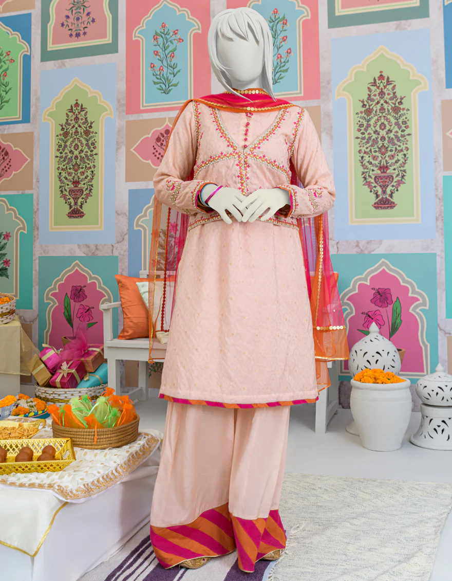 PEACH DOBBY 3PC STITCHED | JGK-S-JJTS-US-23-059 FB/JA-837