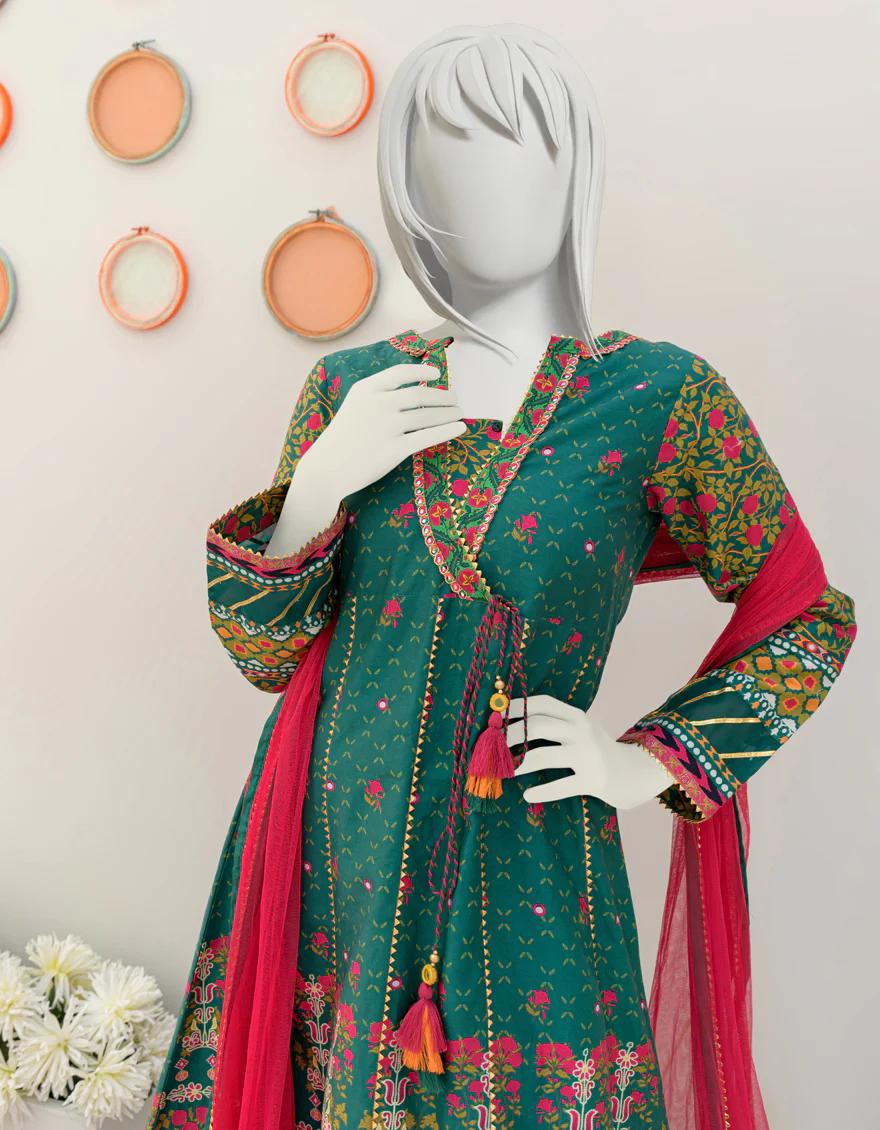 GREEN CAMBRIC 3PC STITCHED | JGK-S-JJTS-US-23-061 FB/DHANAK - Image 3
