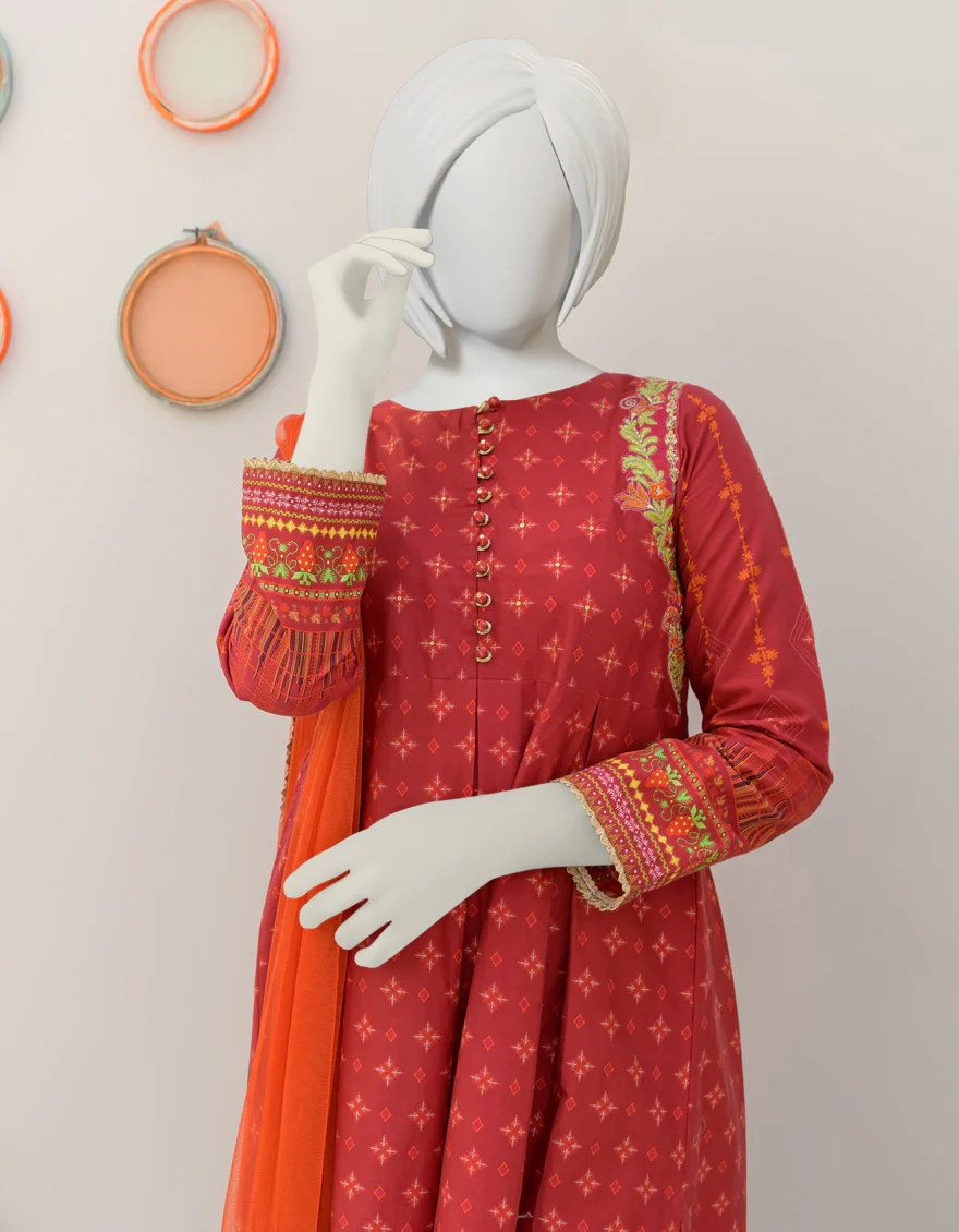 RUST CAMBRIC 3PC STITCHED | JGK-S-JJTS-US-23-065 FB/SHEER - Image 3