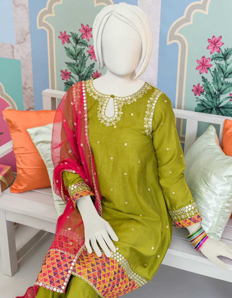 GREEN RAW SILK 3PC STITCHED | JGK-S-JJTS-US-23-079 FB/AM-1678 - Image 3