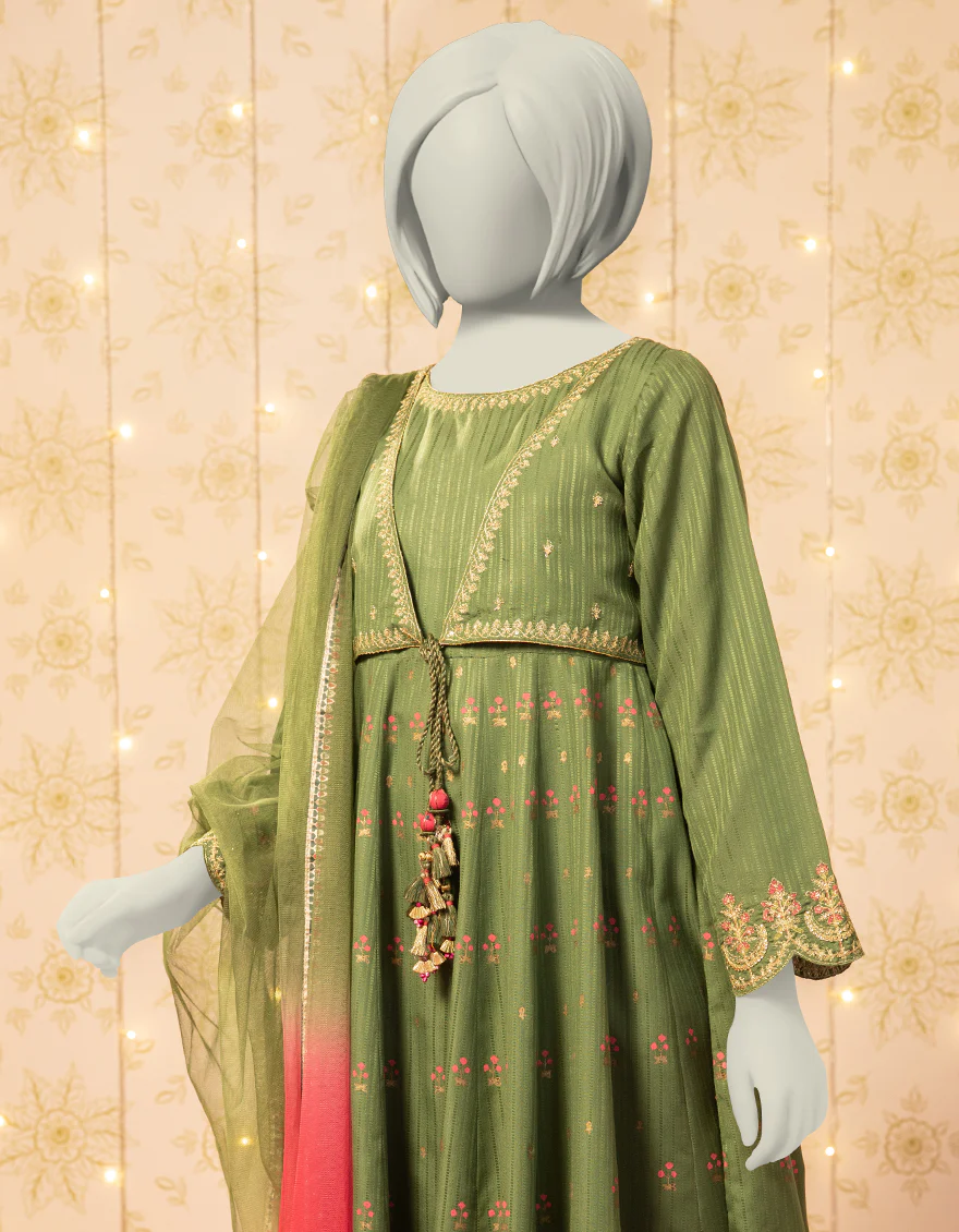 GREEN TEXTURED 3PC STITCHED | JGK-S-JTF-25-751 FB/RANG-E-ZARI-1 - Image 3