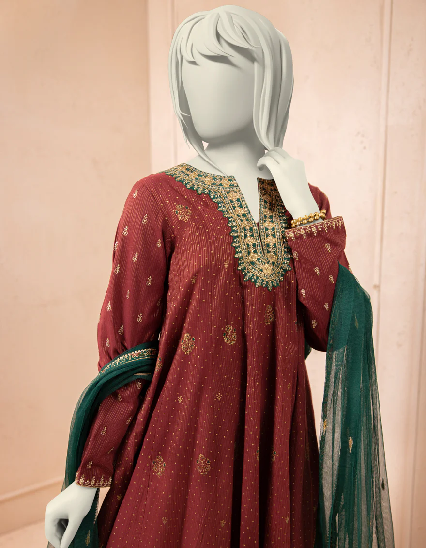 MAROON TEXTURED 3PC STITCHED | JGK-S-JTF-25-757 FB/ - Image 3