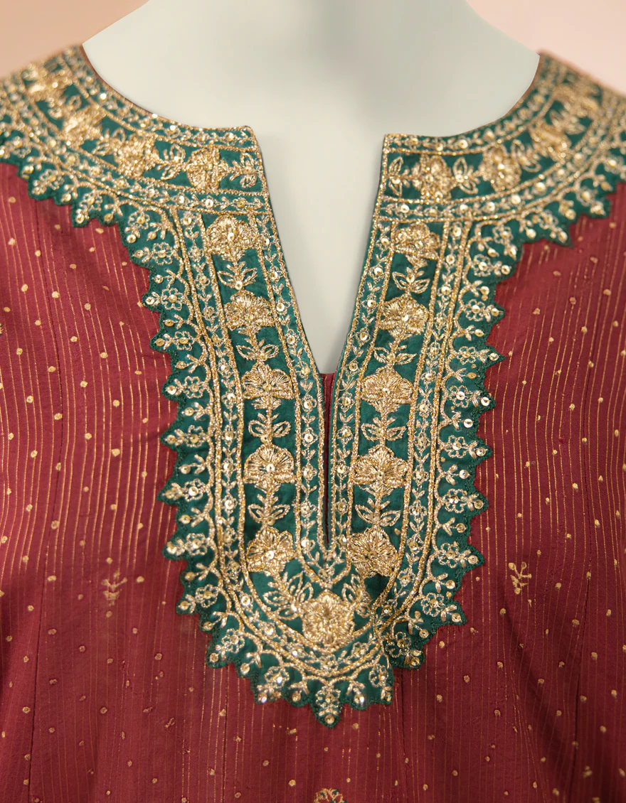 MAROON TEXTURED 3PC STITCHED | JGK-S-JTF-25-757 FB/ - Image 4