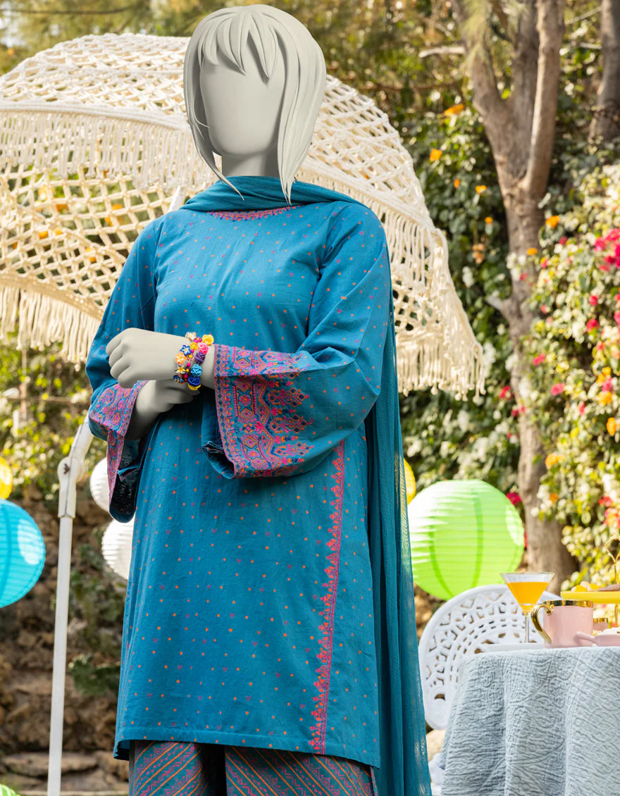 TEAL LAWN 3PC STITCHED | JGK-S-JTP-25-607 FB/DHANAK-03 - Image 2
