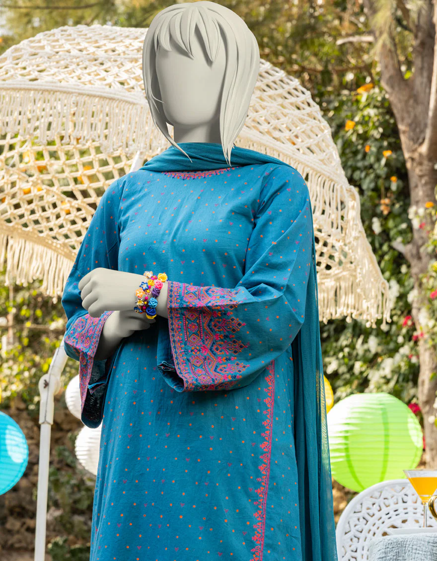 TEAL LAWN 3PC STITCHED | JGK-S-JTP-25-607 FB/DHANAK-03 - Image 3