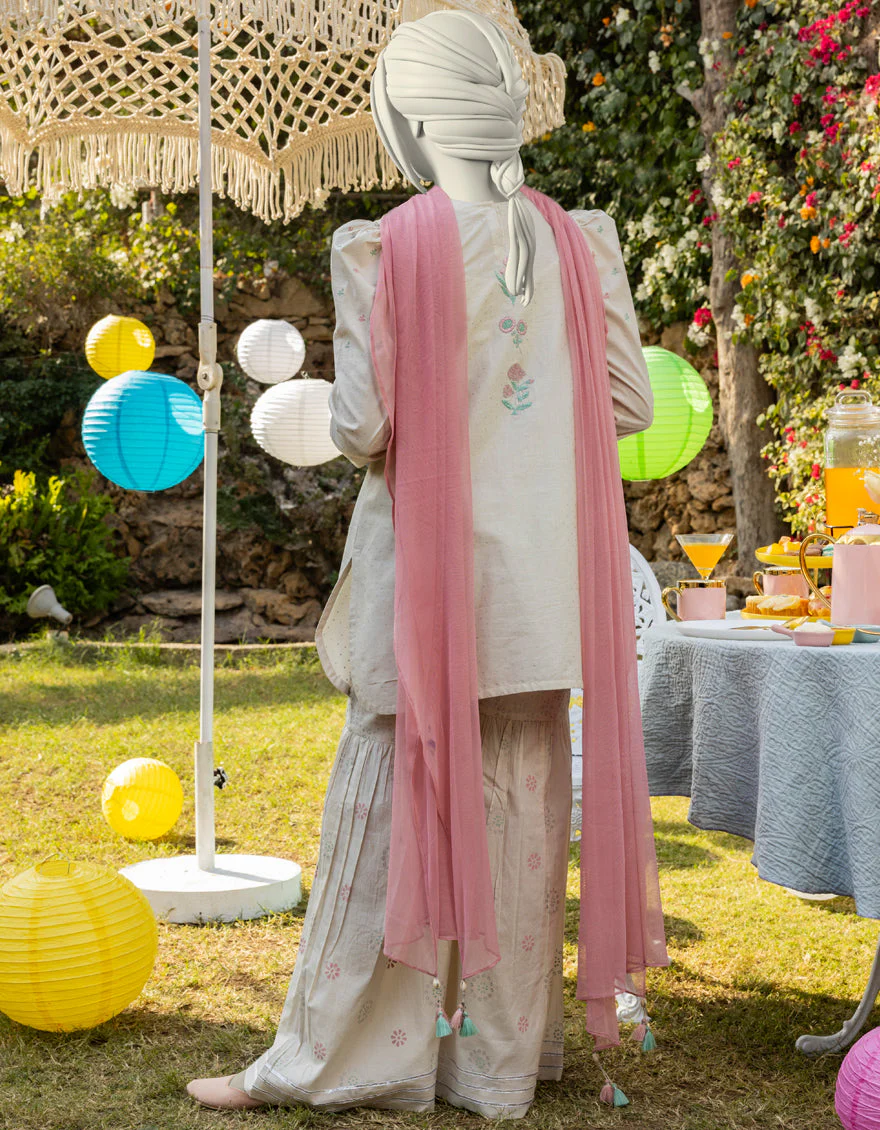 OFF WHITE LAWN 3PC STITCHED | JGK-S-JTP-25-608 FB/DHANAK-04 - Image 2