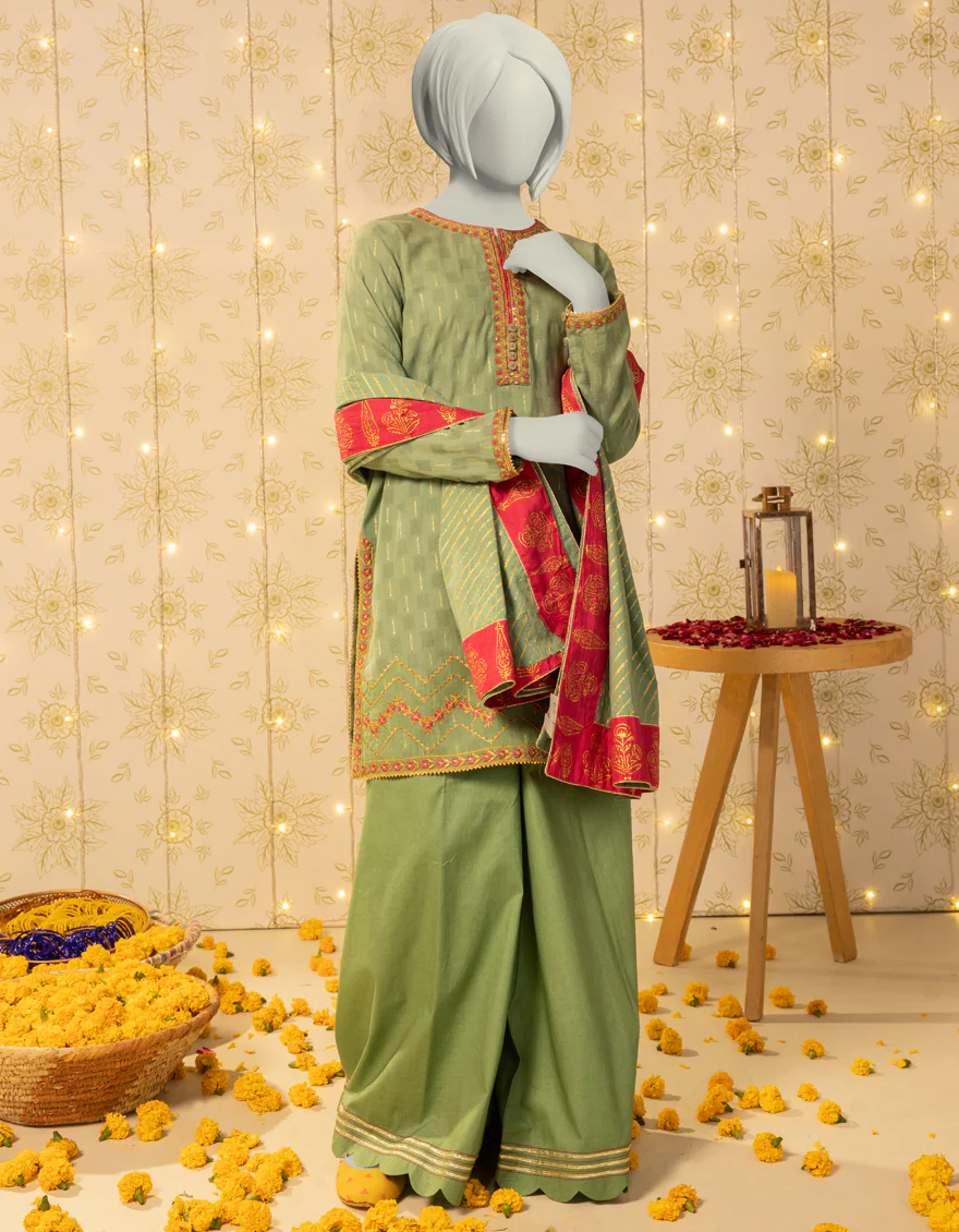 GREEN DOBBY 3PC STITCHED | JGK-S-JTP-25-615 FB/DHANAK-05 - Image 2
