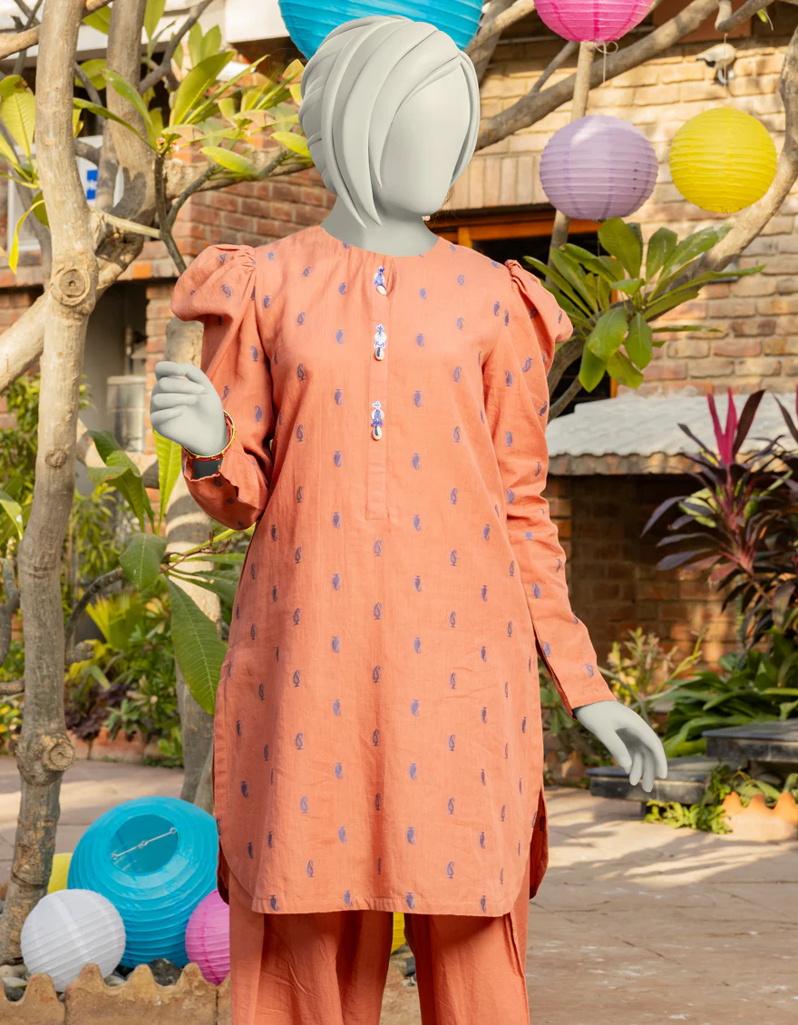 RUST JACQUARD 2PC STITCHED | JGK-S-JTST-25-421 FB/ZARDOZI-03 - Image 2