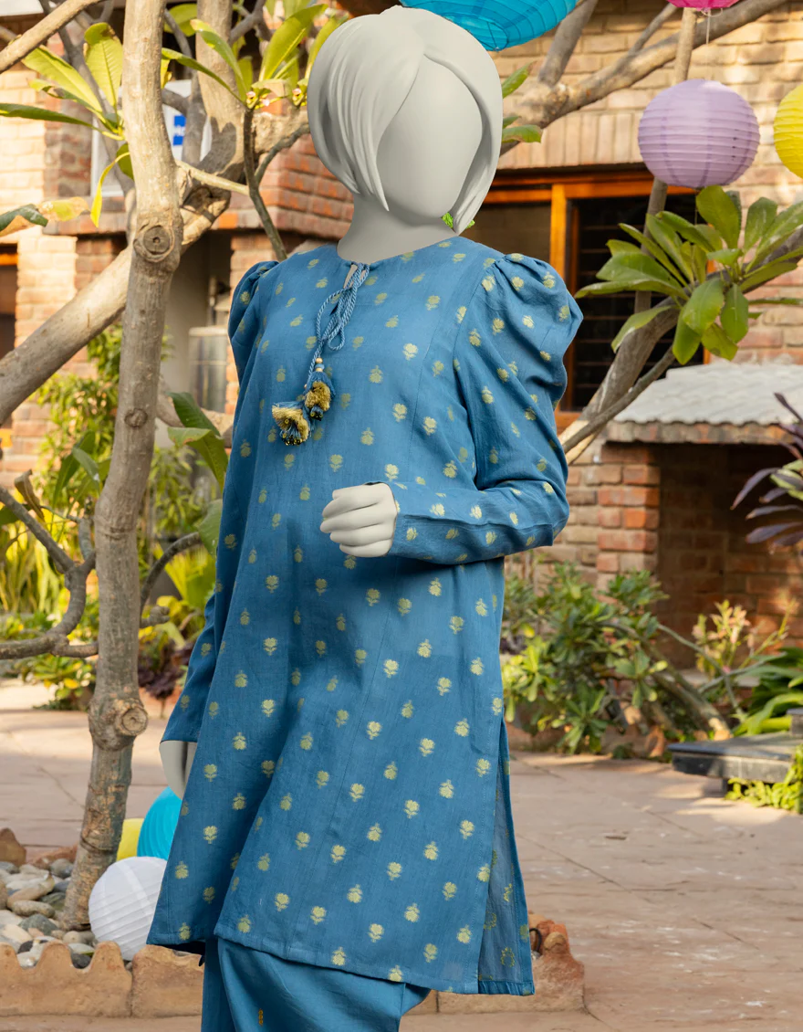 BLUE JACQUARD 2PC STITCHED | JGK-S-JTST-25-423 FB/ZARDOZI-05 - Image 2