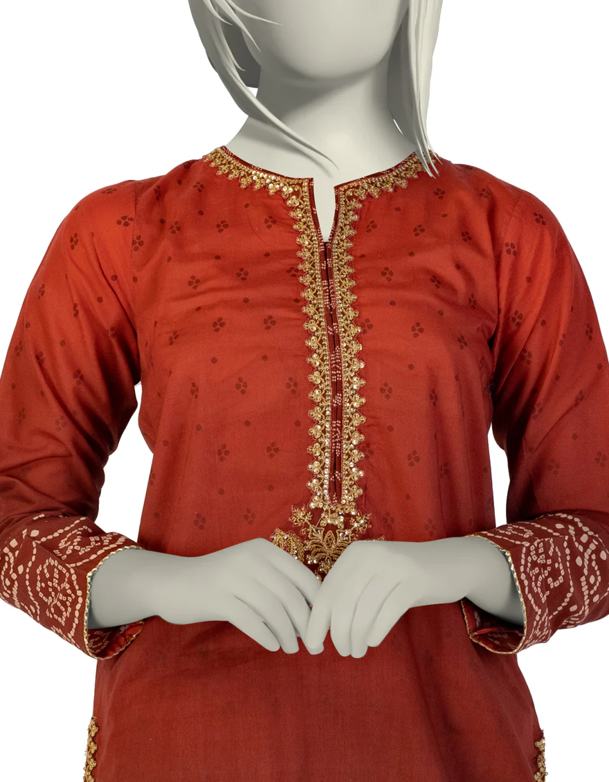 RUST LAWN 2PC STITCHED | JGK-S-JTST-25-425 FB/ROZANA-7 - Image 2