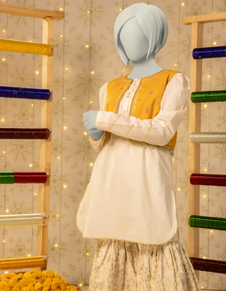 OFF WHITE LAWN 2PC STITCHED | JGK-S-JTST-25-437 FB - Image 3