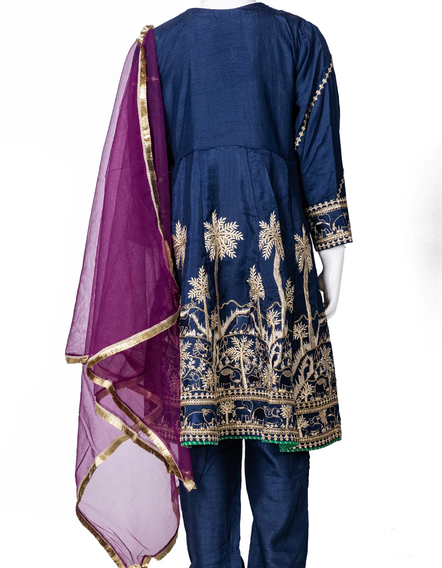 BLUE SILK 3PC STITCHED | JGK-S-US-22-1907 FB/MF-803 BLUE - Image 2