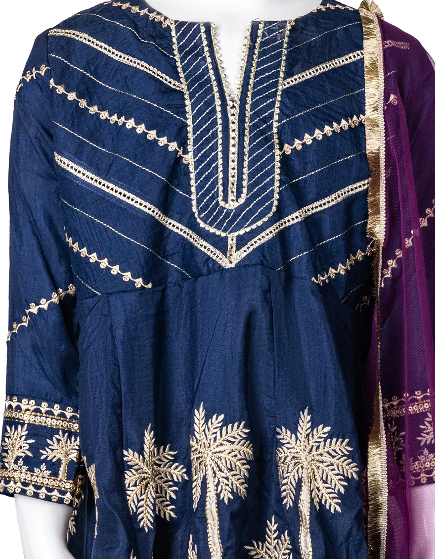 BLUE SILK 3PC STITCHED | JGK-S-US-22-1907 FB/MF-803 BLUE - Image 3