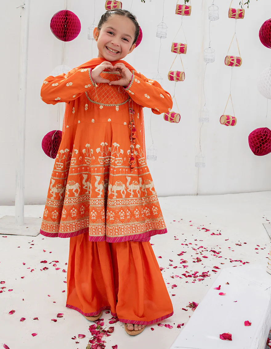 ORANGE SILK 3PC STITCHED | JGK-S-US-22-1908 FB/MF-809 ORANGE - Image 2