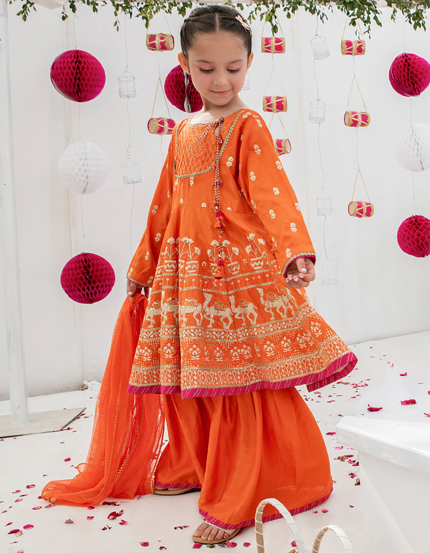 ORANGE SILK 3PC STITCHED | JGK-S-US-22-1908 FB/MF-809 ORANGE - Image 3