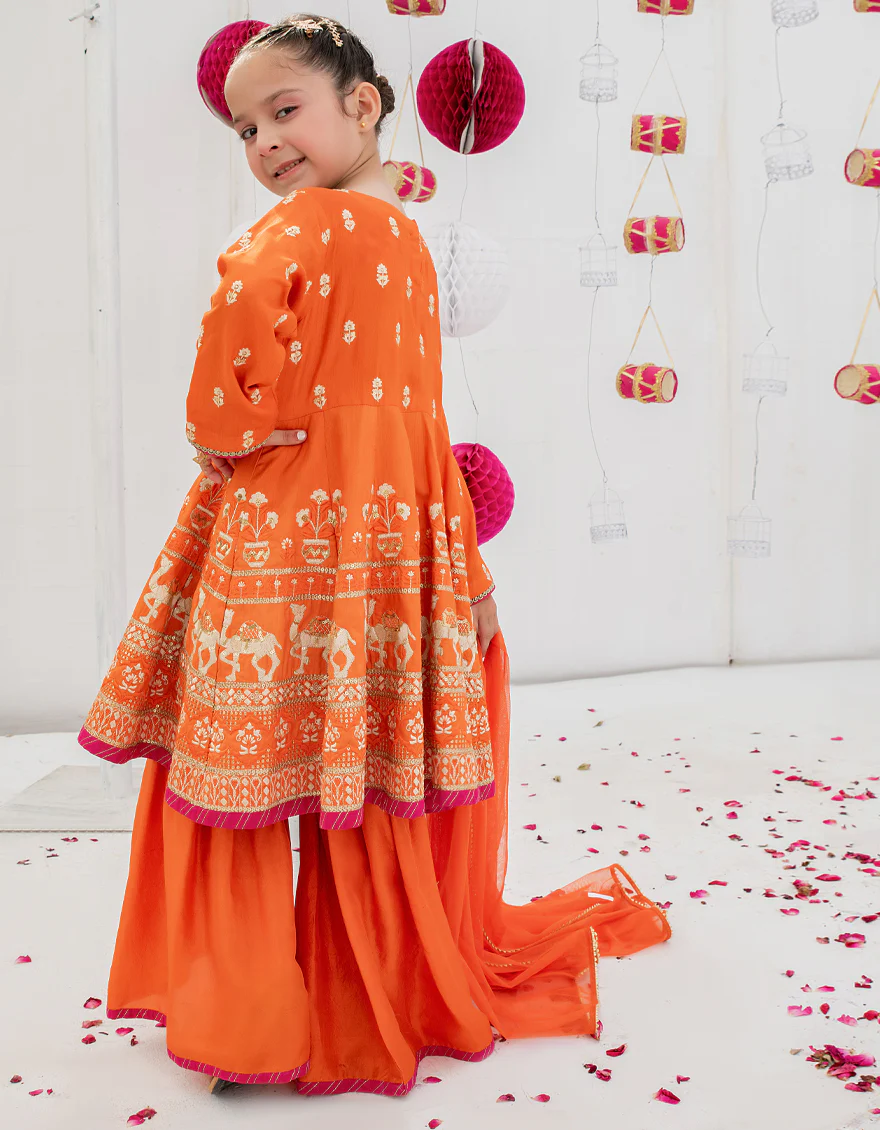 ORANGE SILK 3PC STITCHED | JGK-S-US-22-1908 FB/MF-809 ORANGE - Image 5