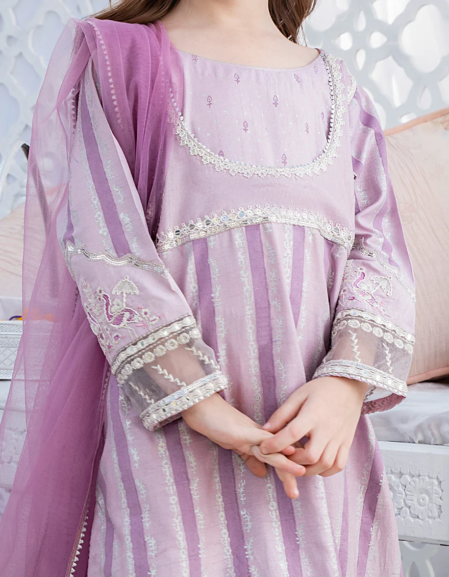 LILAC RAW SILK 3PC STITCHED | JGK-S-US-22-1909 FB/HF-130 - Image 3