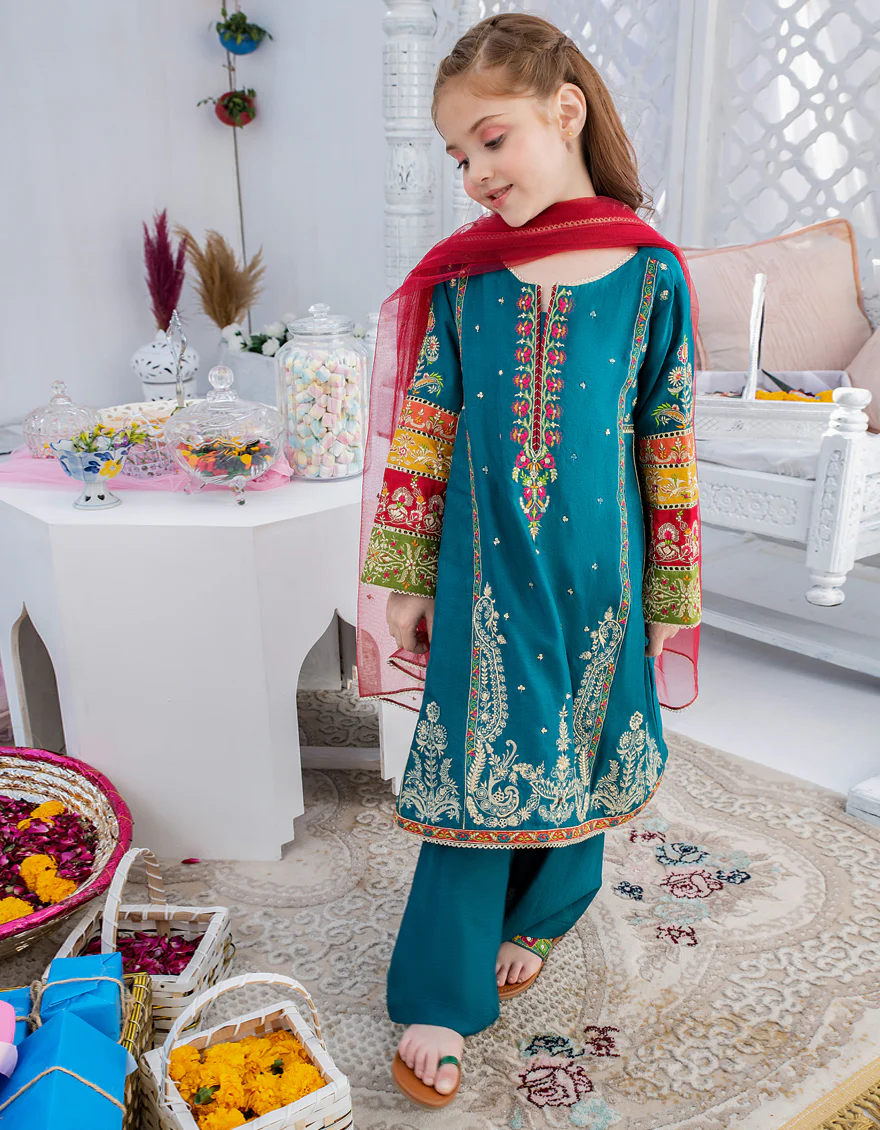 DARK SEA GREEN RAW SILK 3PC STITCHED | JGK-S-US-22-1912 FB/MF-826 (JH-146) - Image 2