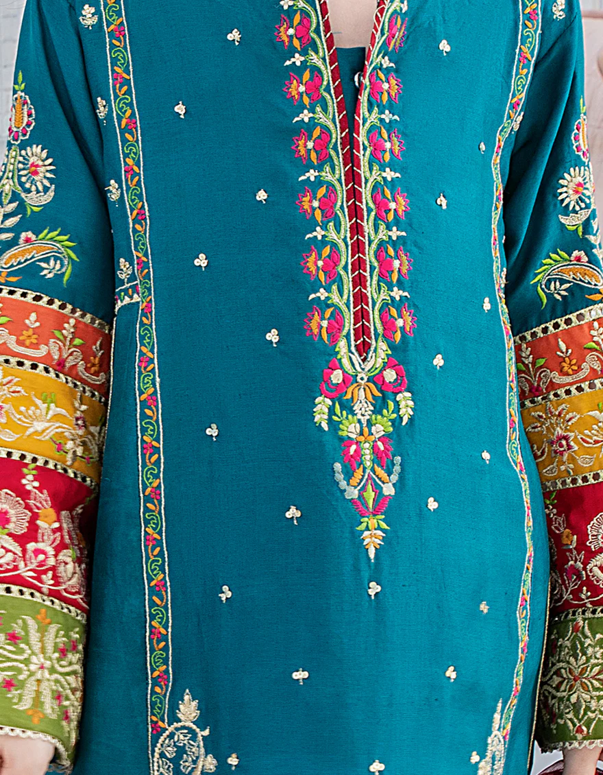 DARK SEA GREEN RAW SILK 3PC STITCHED | JGK-S-US-22-1912 FB/MF-826 (JH-146) - Image 3
