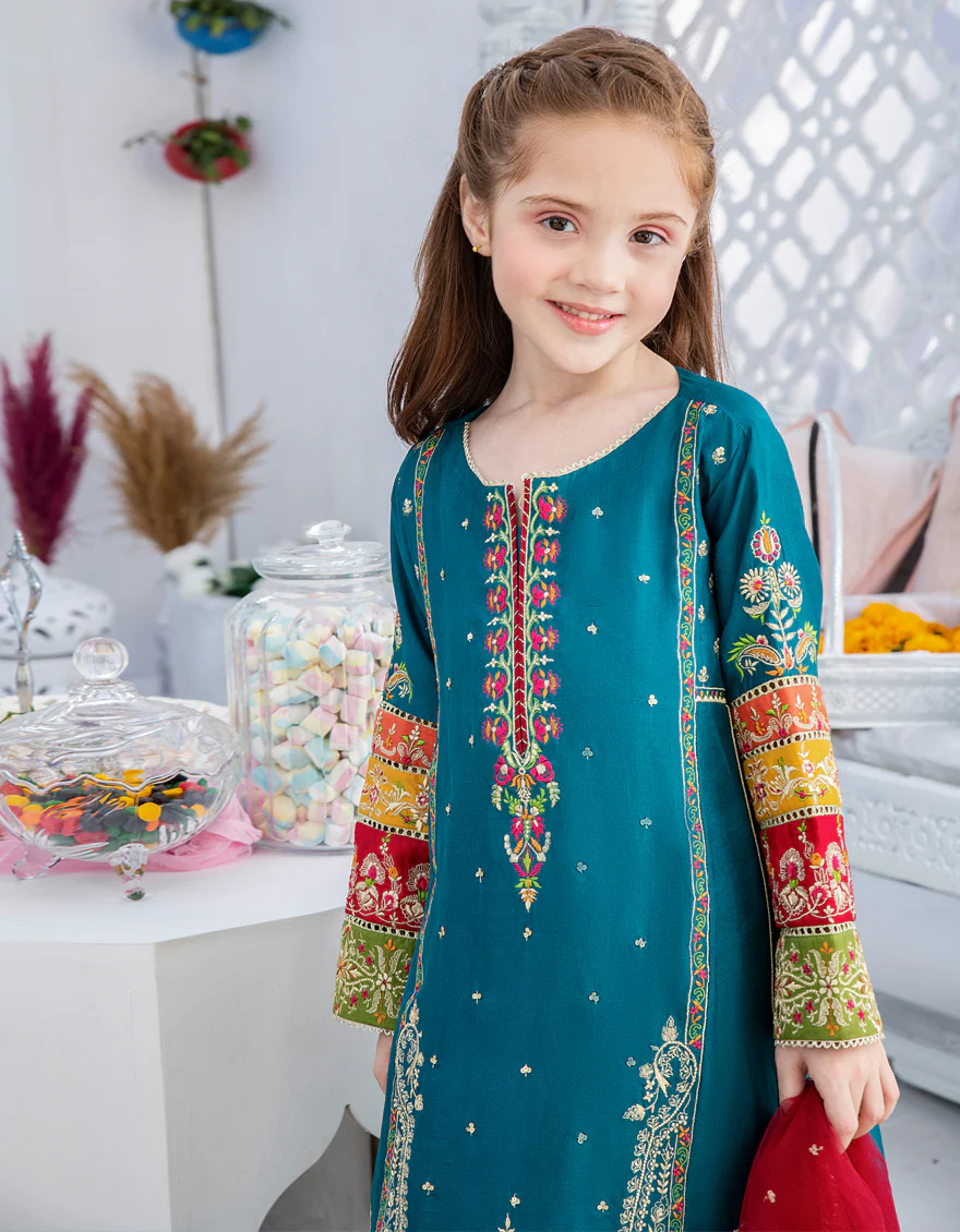 DARK SEA GREEN RAW SILK 3PC STITCHED | JGK-S-US-22-1912 FB/MF-826 (JH-146) - Image 4
