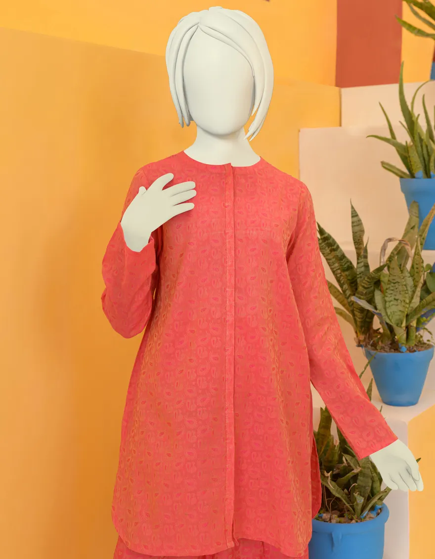 ORANGE JACQUARD 2PC STITCHED | JGK-S-YGTL-408-23 FB - Image 2