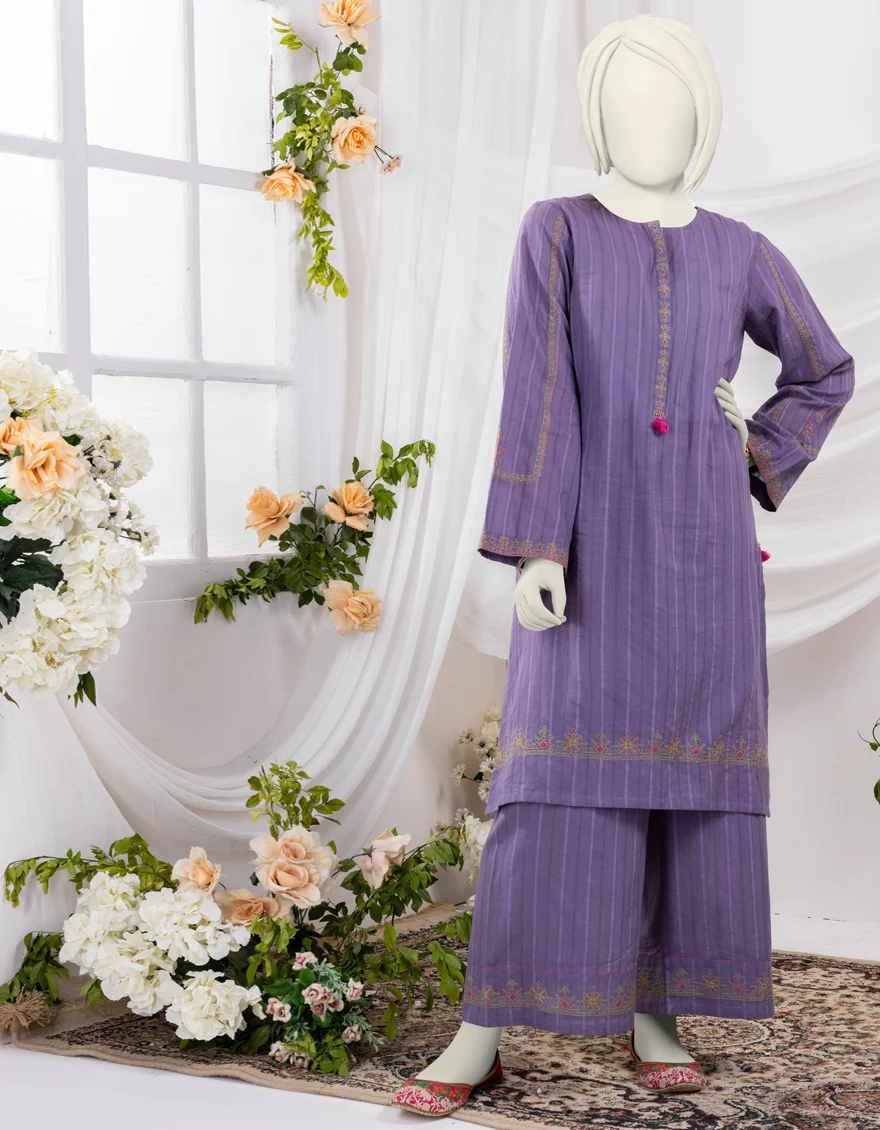 PURPLE TEXTURED 2PC STITCHED | JGK-S-YGTL-433-24 FB/DOORIYA-03
