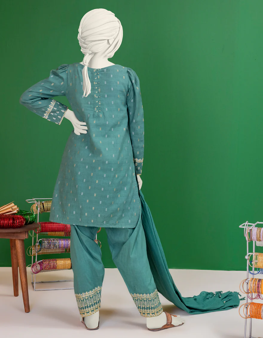 GREEN TEXTURED 3PC STITCHED | JGK-S-YGTL-614-24 FB - Image 2
