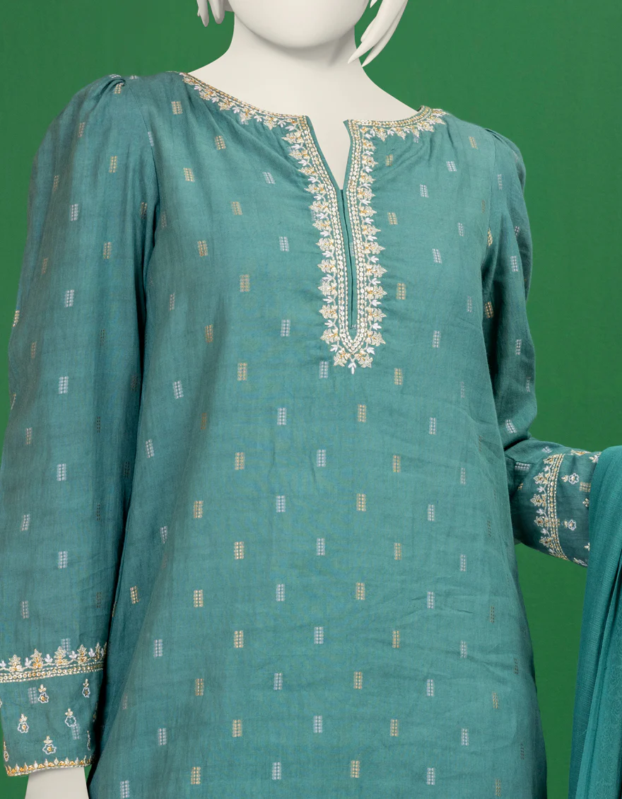 GREEN TEXTURED 3PC STITCHED | JGK-S-YGTL-614-24 FB - Image 3