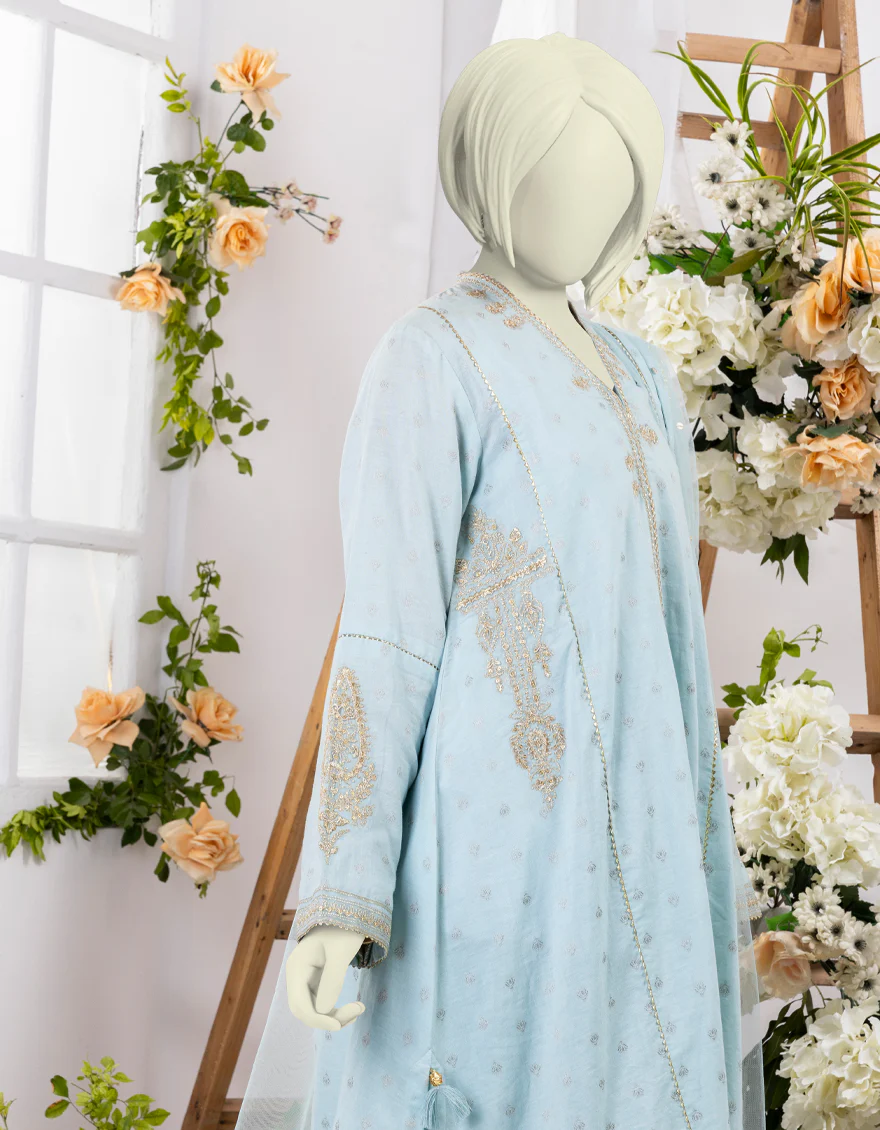 BLUE JACQUARD 3PC STITCHED | JGK-S-YGTL-629-24 FB/RUNG-E-ZARI-6 - Image 2