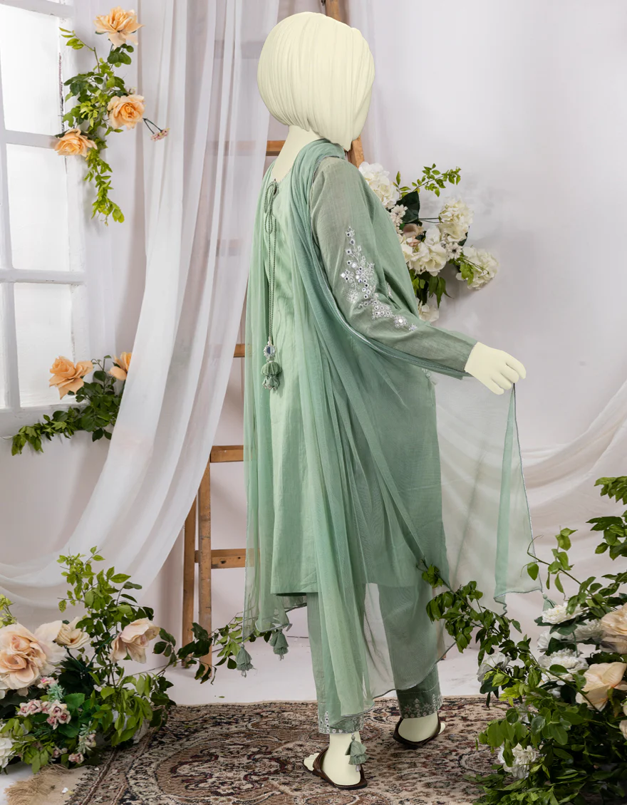 GREEN TEXTURED 3PC STITCHED | JGK-S-YGTL-630-24 FB/SHEESHA-KARI-01 - Image 2