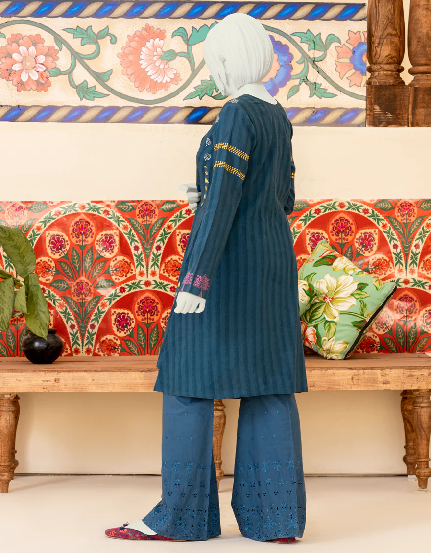 BLUE DOBBY 2PC STITCHED | JGK-S-YGTL-US-415-22 FB/AMARYLLIS - Image 2