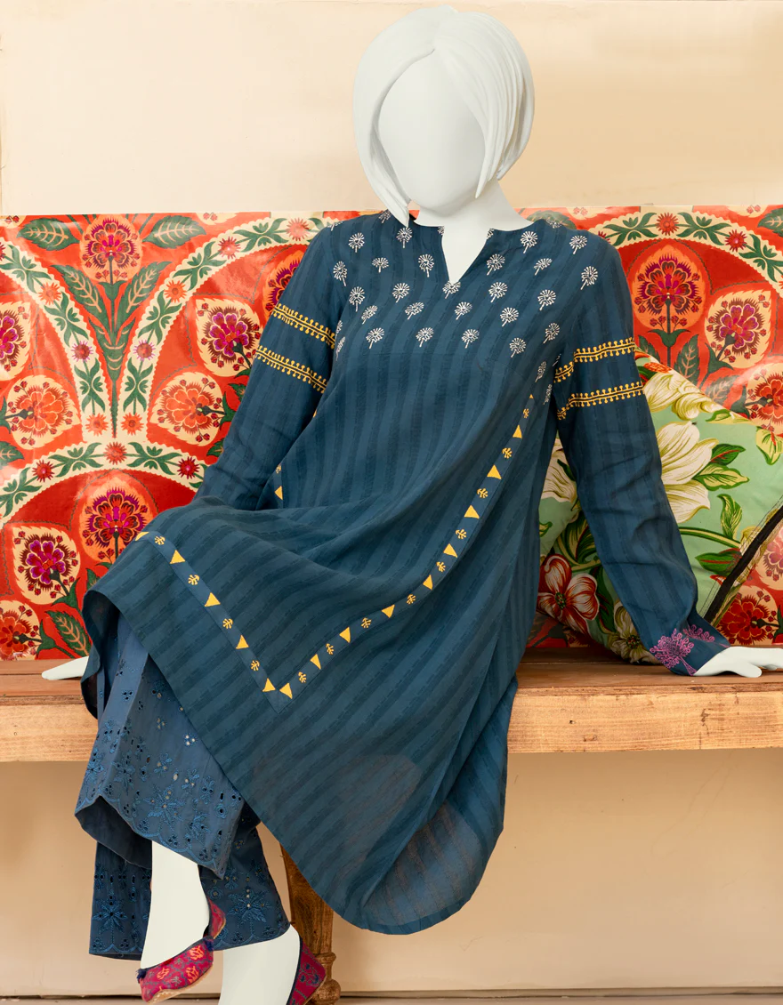 BLUE DOBBY 2PC STITCHED | JGK-S-YGTL-US-415-22 FB/AMARYLLIS - Image 4