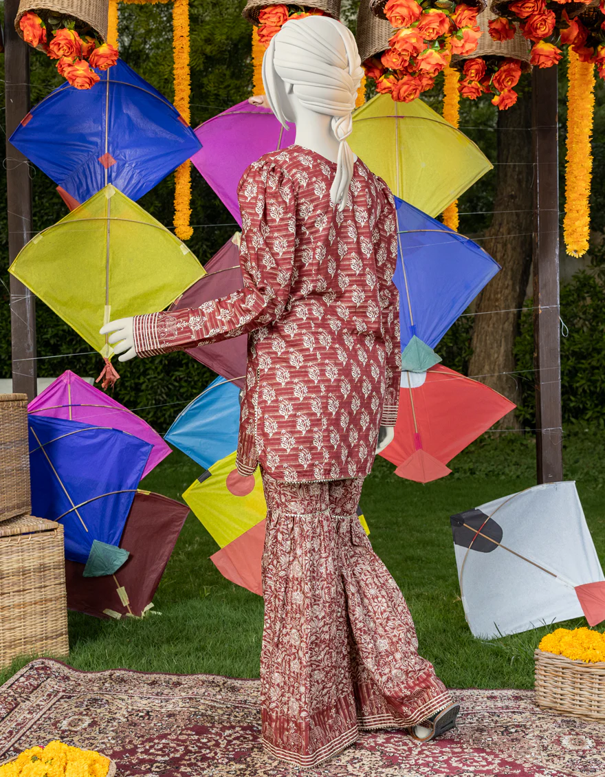 MAROON DYED 2PC STITCHED | JGK-S-YGTL-US-416-23 FB/BATHIK-716 - Image 2