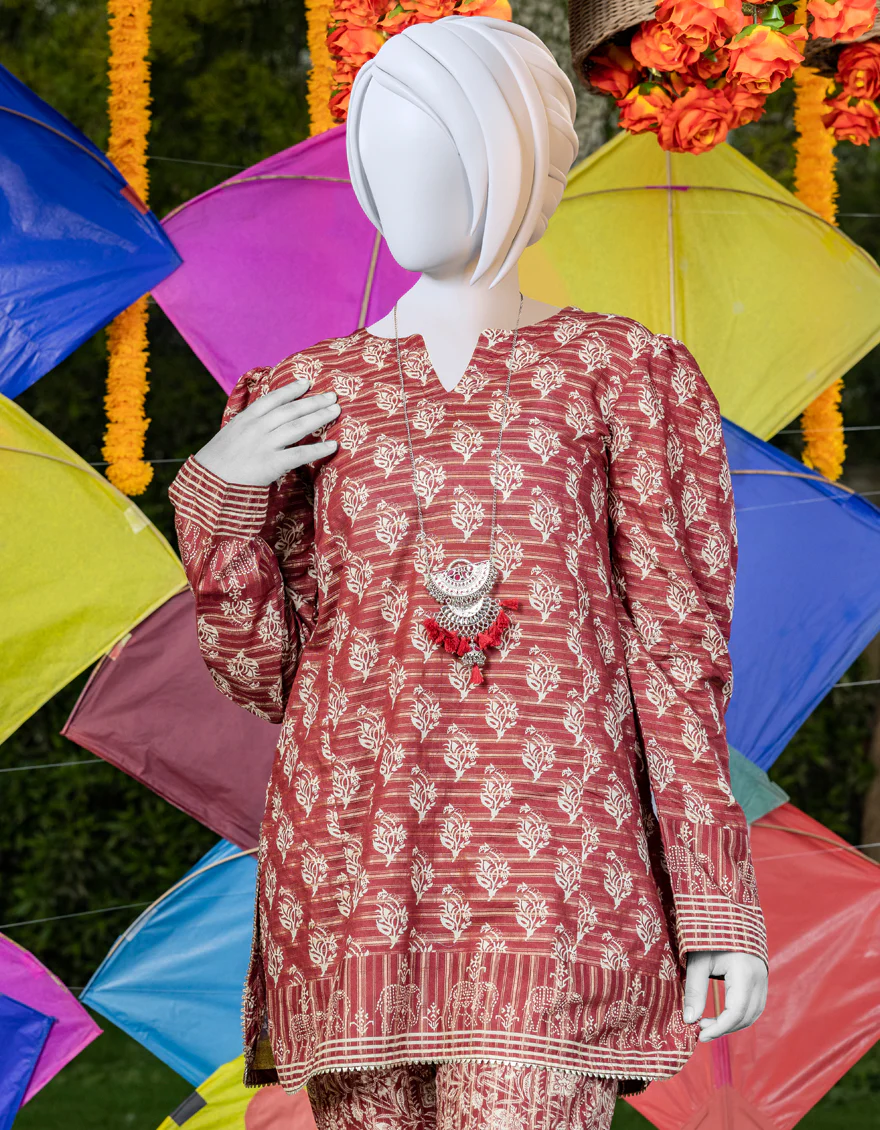 MAROON DYED 2PC STITCHED | JGK-S-YGTL-US-416-23 FB/BATHIK-716 - Image 3
