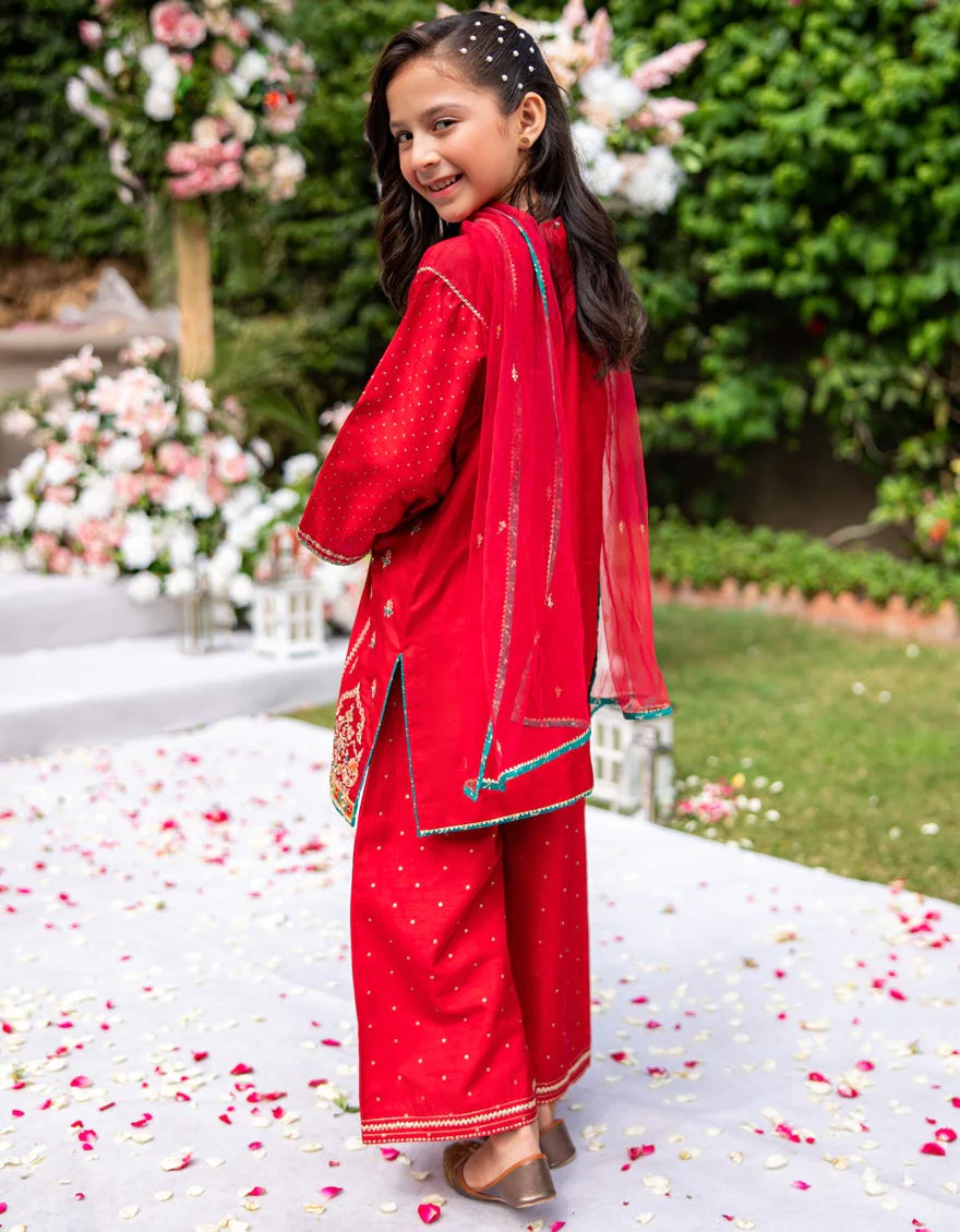 RED RAW SILK 3PC STITCHED | JGK-W-24-1940 FB/SHIREEN-1 - Image 3