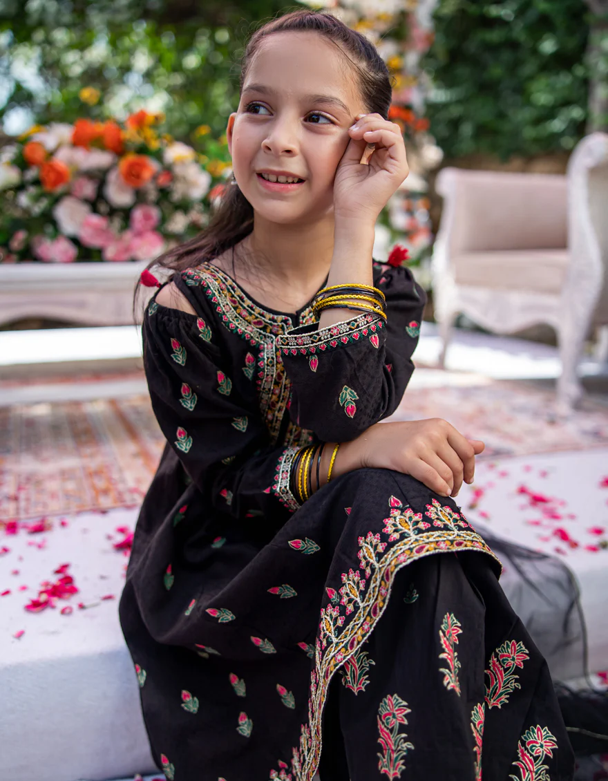 BLACK COTTON DOBBY 3PC STITCHED | JGK-W-24-1944 FB/SHIREEN-5 - Image 2