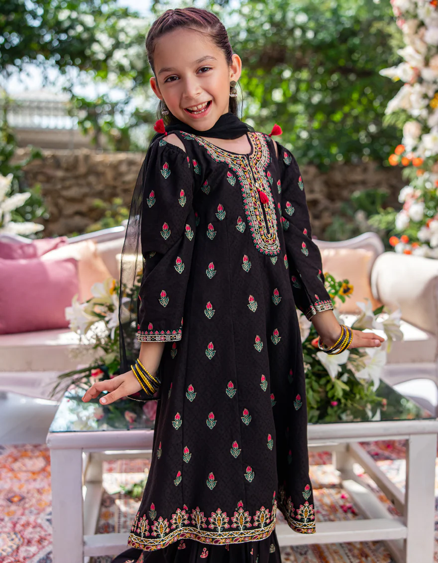 BLACK COTTON DOBBY 3PC STITCHED | JGK-W-24-1944 FB/SHIREEN-5 - Image 3