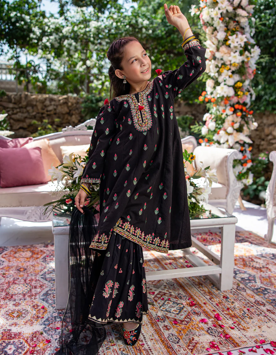 BLACK COTTON DOBBY 3PC STITCHED | JGK-W-24-1944 FB/SHIREEN-5 - Image 4