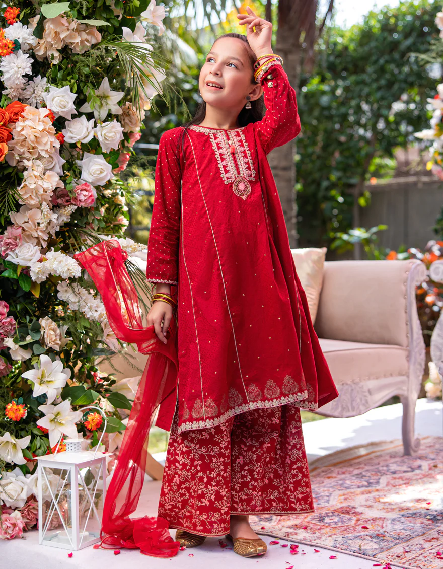 RED DOBBY 3PC STITCHED | JGK-W-24-1947 FB/SHIREEN-8 - Image 2