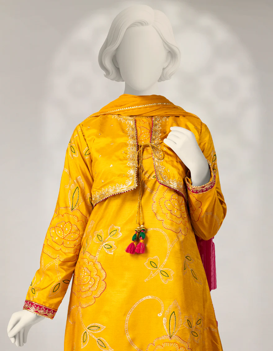 YELLOW RAW SILK 3PC STITCHED | JGK-W-JTF-25-764 FB/RANG-E-ZARI-02 - Image 2