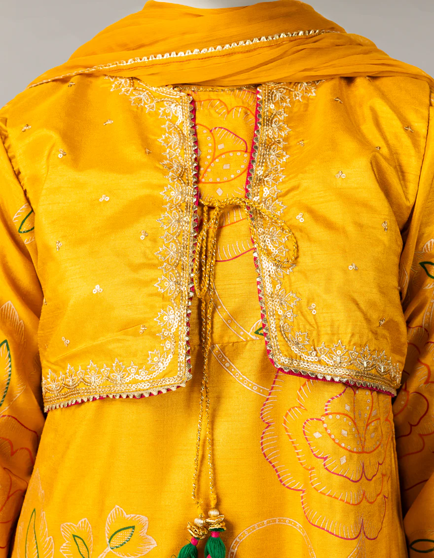 YELLOW RAW SILK 3PC STITCHED | JGK-W-JTF-25-764 FB/RANG-E-ZARI-02 - Image 4